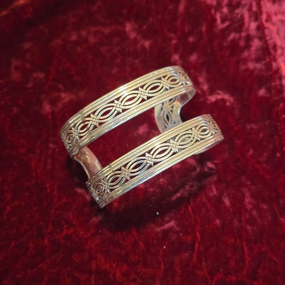 Sterling Silver Brighton Ferrera Equestra Scroll Double Cuff Bracelet